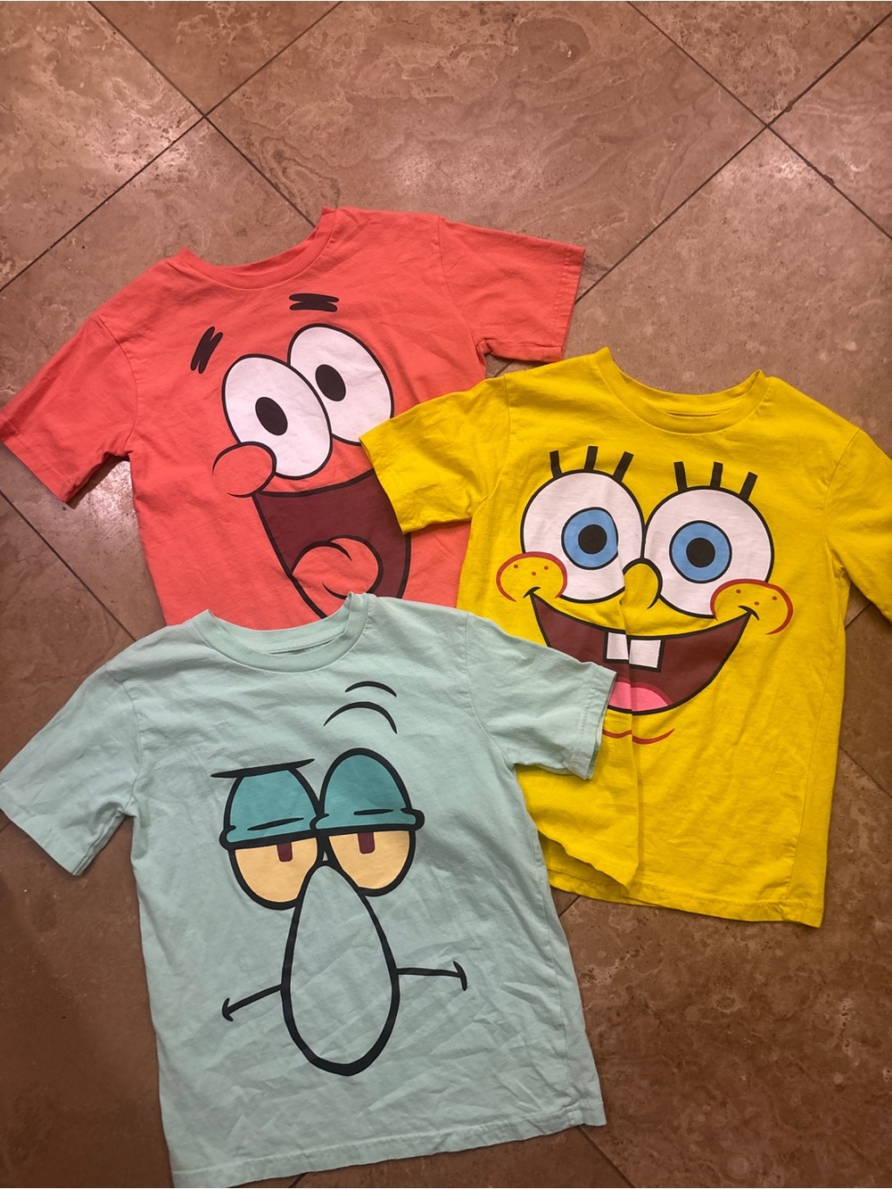 Nickelodeon SpongeBob, Patrick & Squidward Graphic Tees - Yellow, Coral, Mint